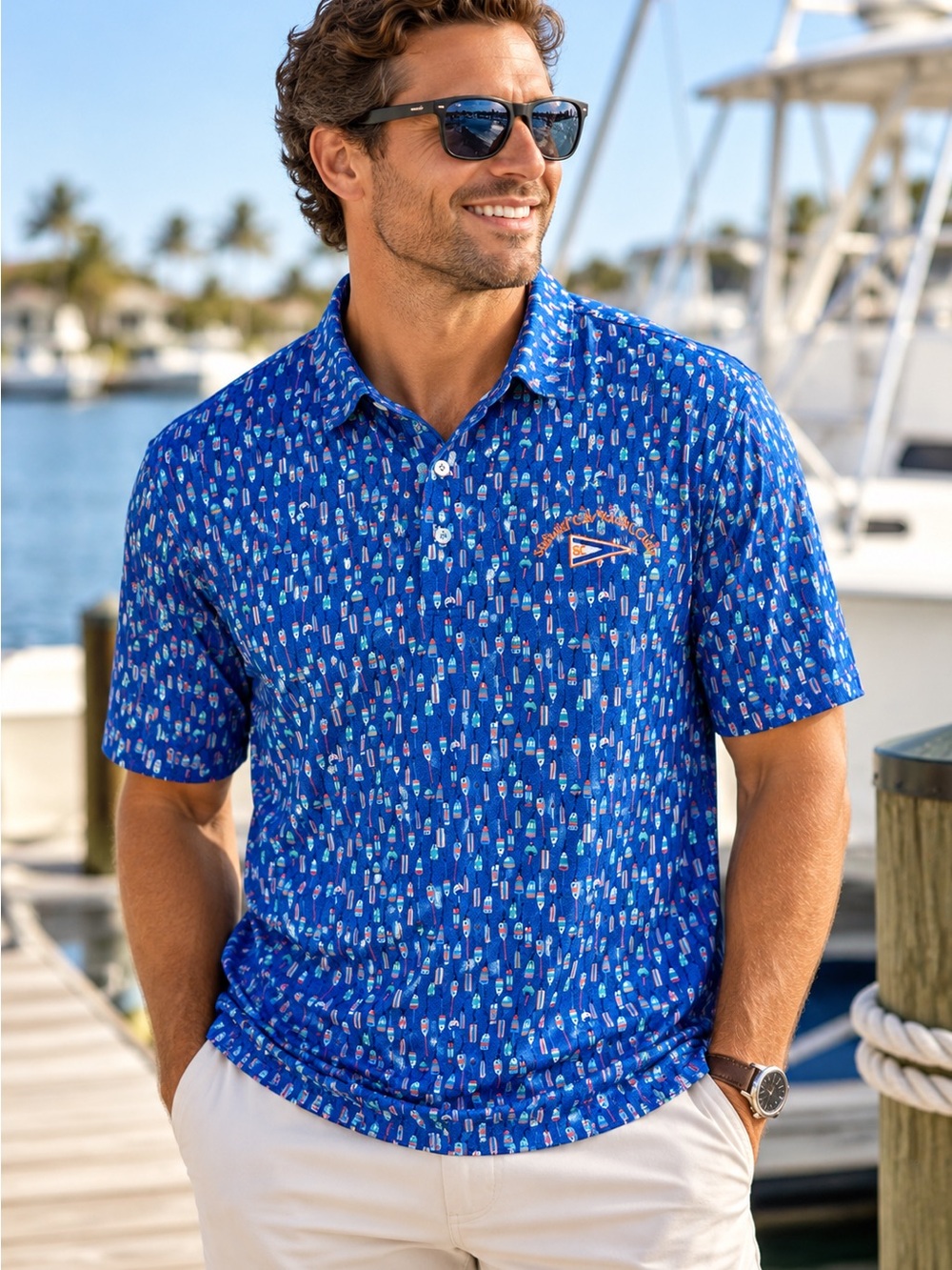 SCALES Offshore Buoys Polo 2XL Fishing Golf Yacht Club Performance Shirt